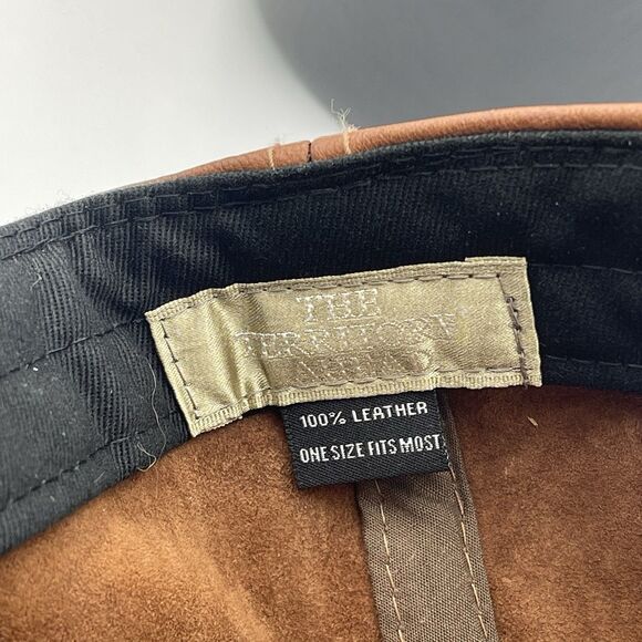 The Territory Ahead All Leather Brown Strapback Baseball Cap Hat Adjustable OSFM - Picture 15 of 15